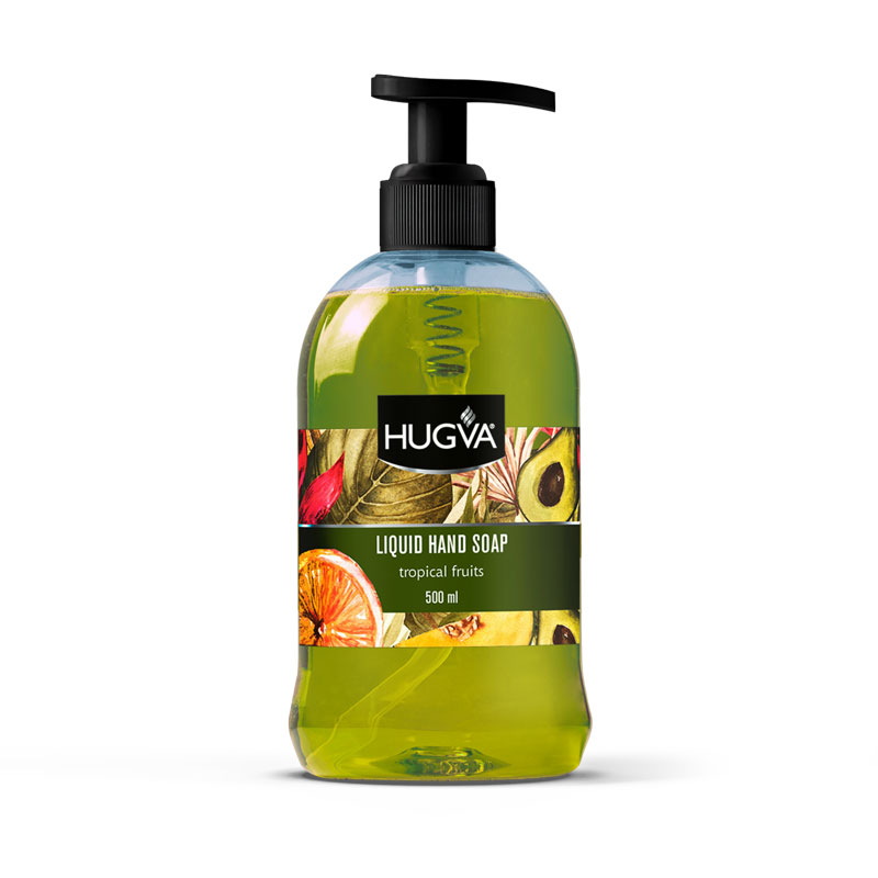 HUGVA JABÓN LÍQUIDO DE MANOS TROPICAL FRUITS CLASSIC / 500 ML * 12