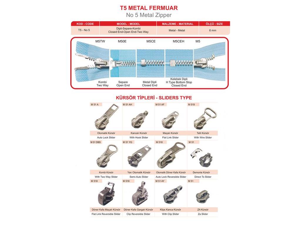 Metal Fermuar - T5