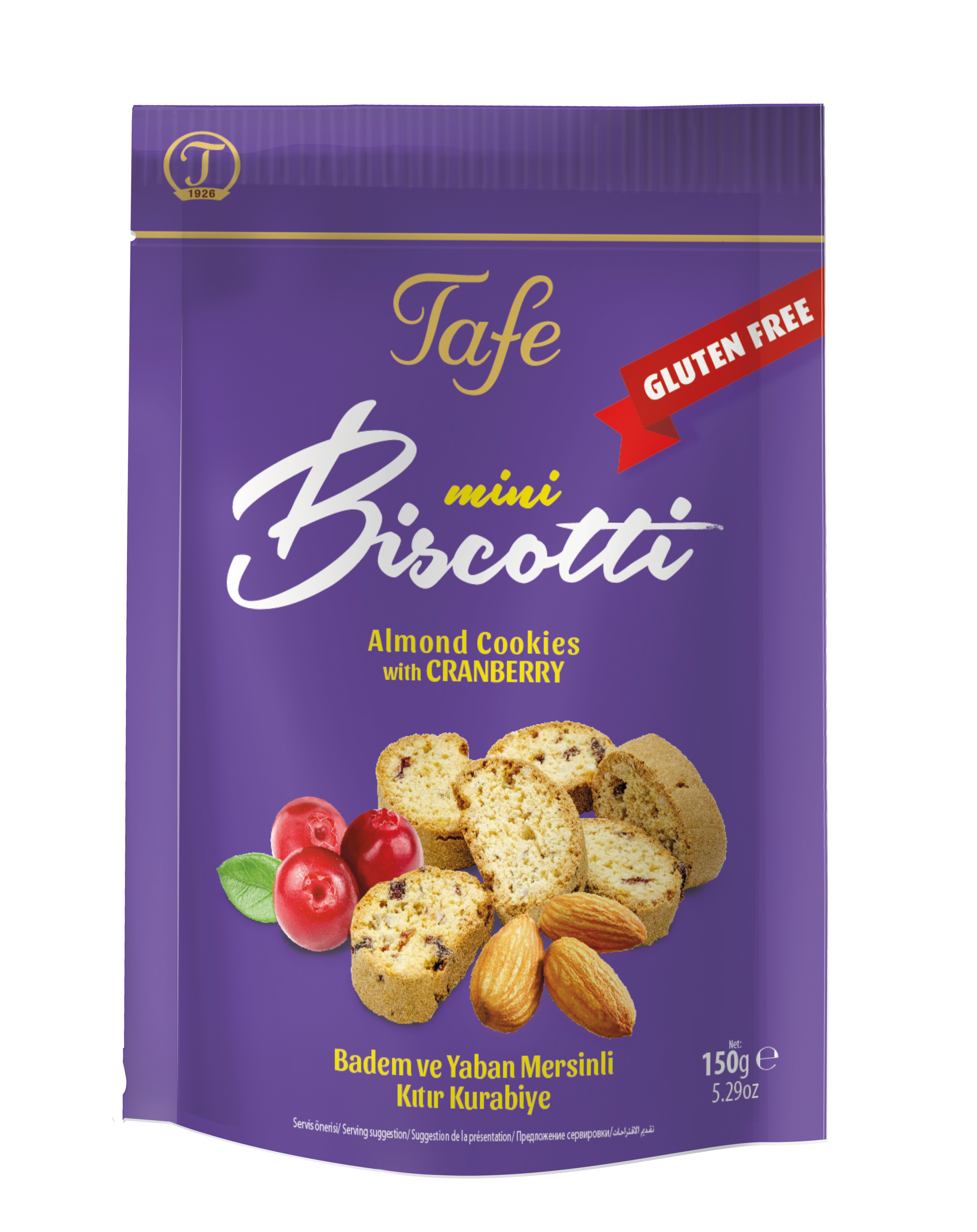 Tafe Mini Biscotti Galletas Crujientes de Almendra con Arándano - Sin Gluten 150g - código 373