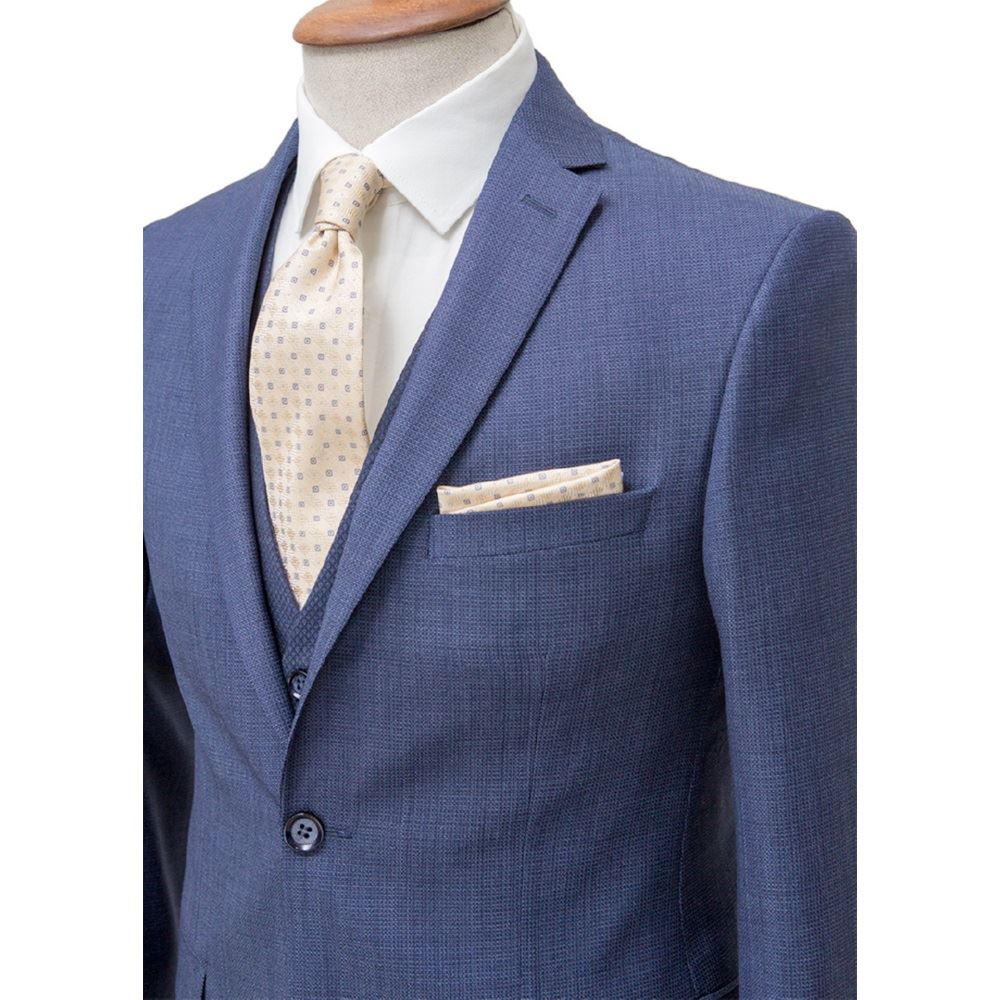 WOOL BIRD'S EYE PATTERNED VESTED SUIT