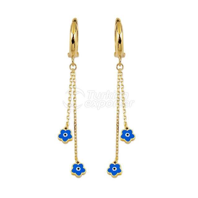 Evil Eye Beaded Gold Earrings