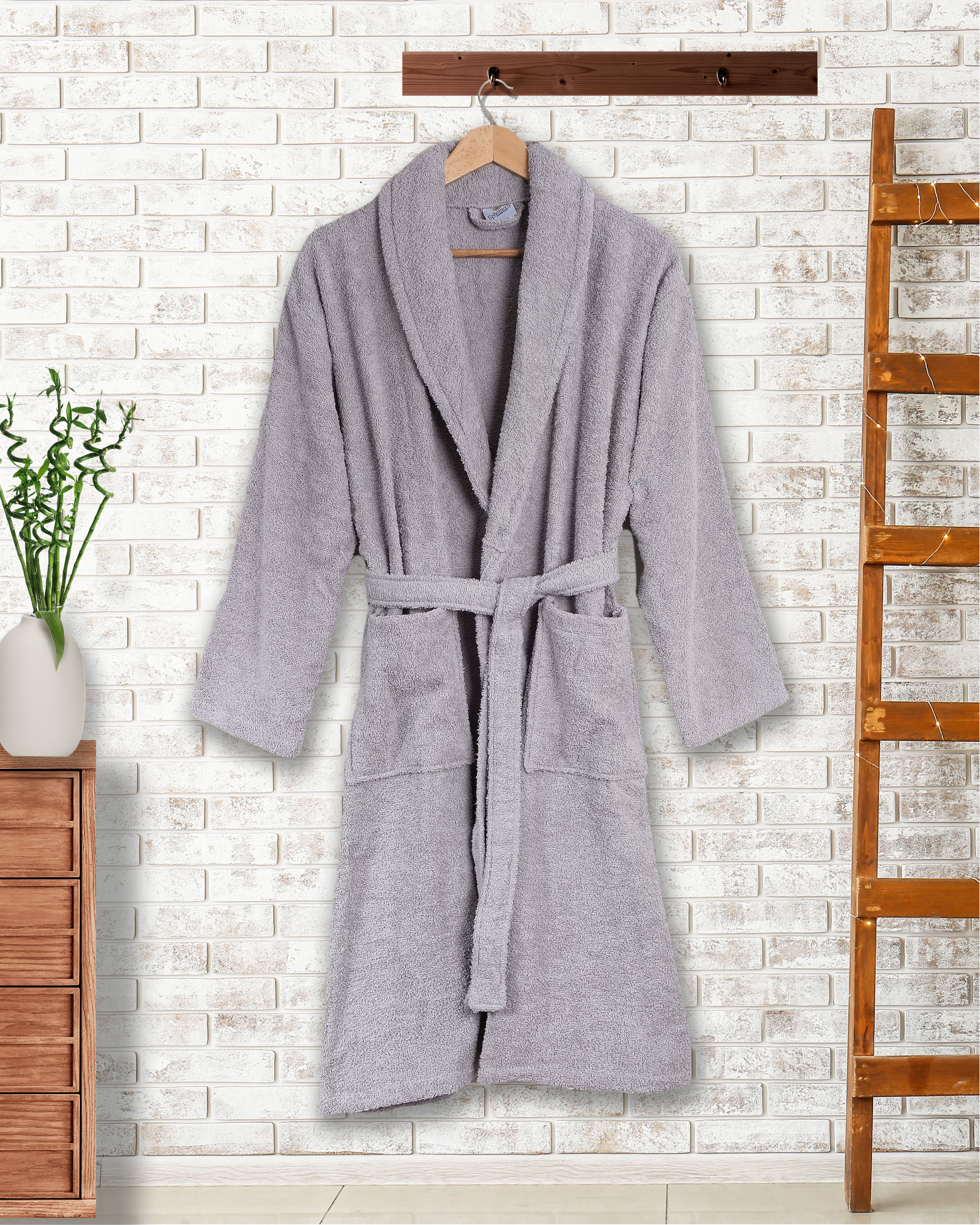 Metis Tekstil Cotton Premium Unisex Bathrobe - Gray