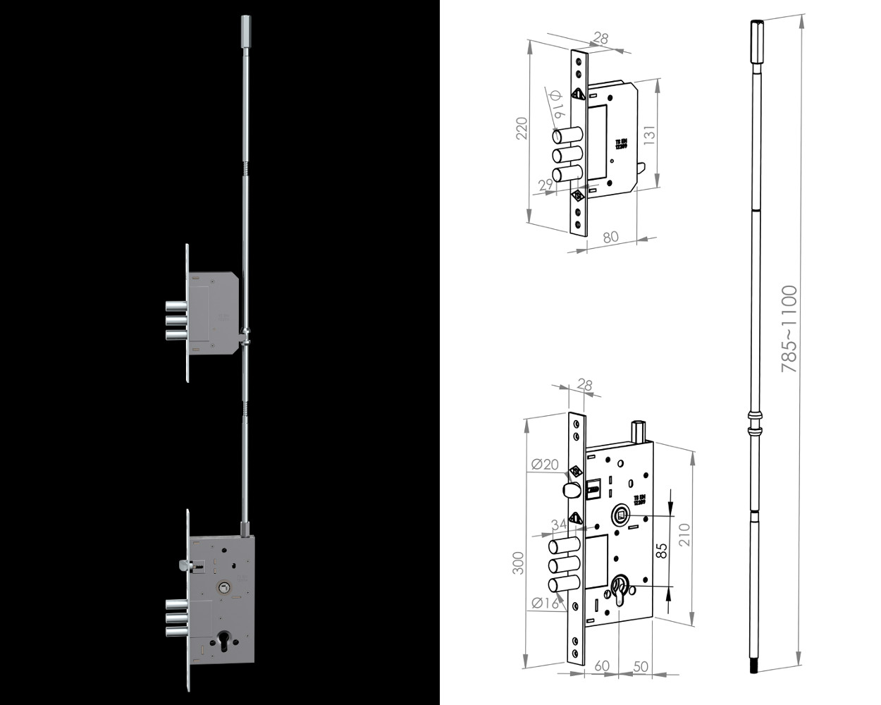 YM-9000 / Semi Central Steel Door Lock System