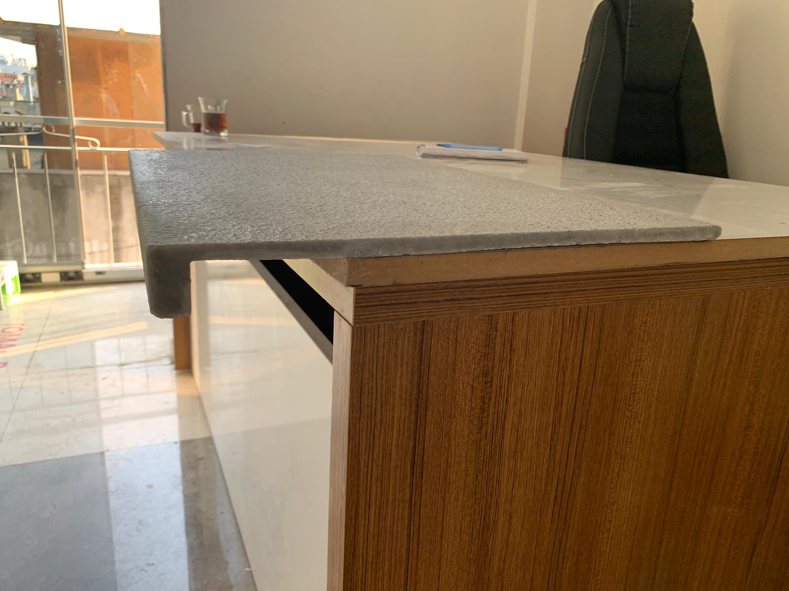 SANDBLASTED CORNER STAIR TREAD MARBLE