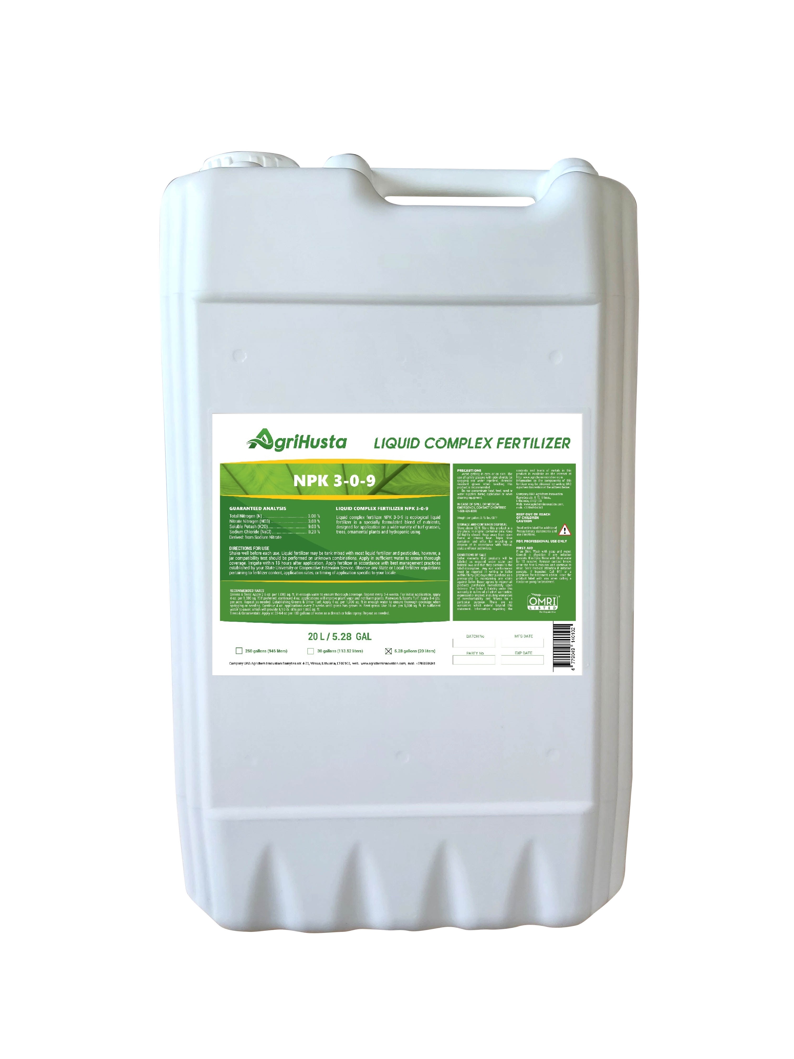 Organic liquid complex fertilizer NPK 3-0-9 (organic Potassium Nitrate)