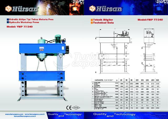 Hidrolik Atölye Tipi Yalnız Motorlu Pres