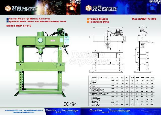 Hydraulic Motor Driven And Manuel Workshop Type Press