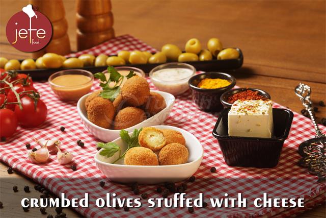 crumbed olives stuffed with cheese