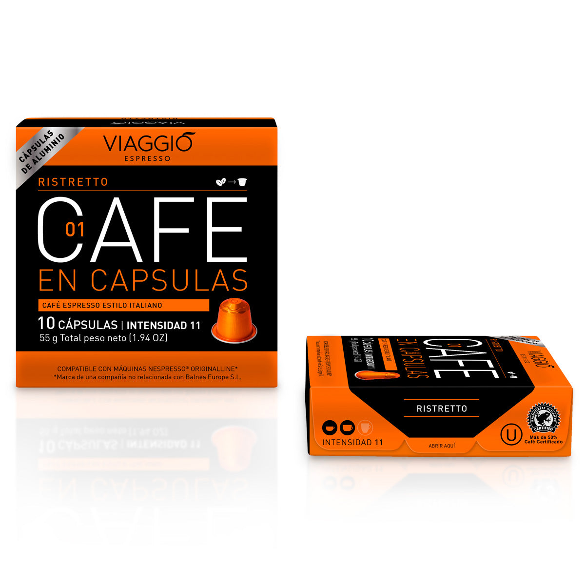 Viaggio Espresso Ristretto Aluminium Capsules compatible with Nespresso