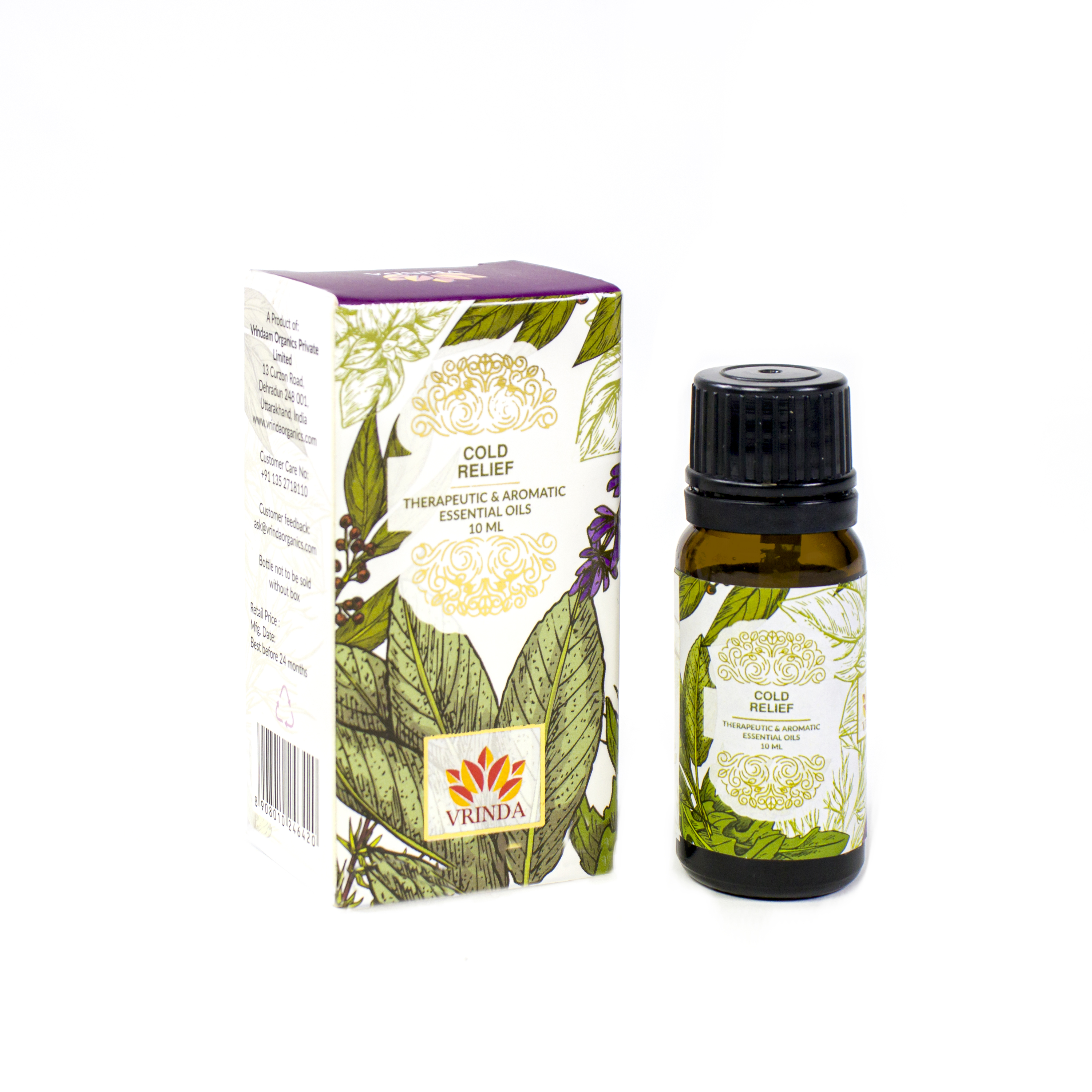 Vrinda Cold Relief Therapeutic Essential Oil 10 ml Bottle