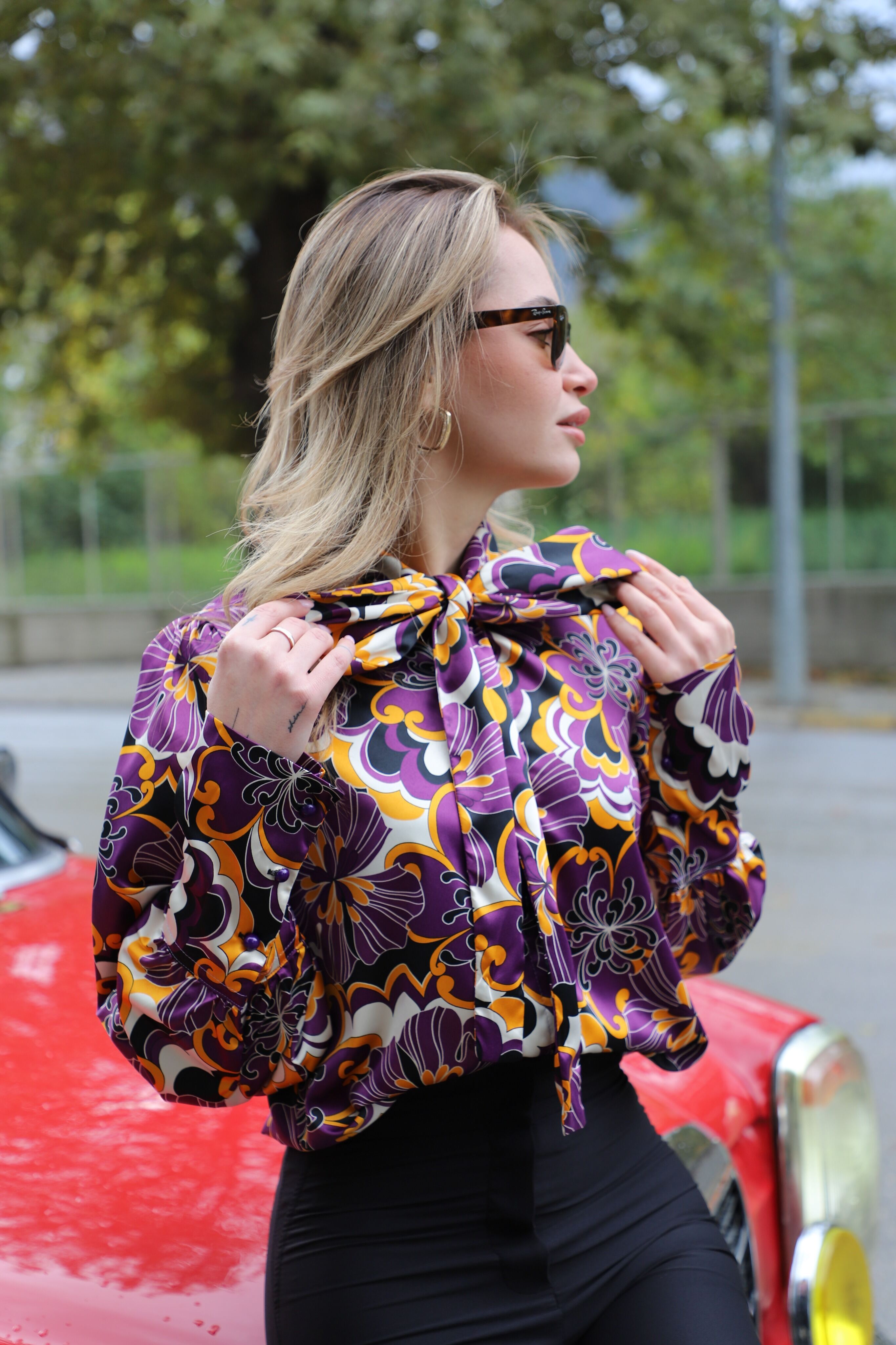 Tie-Front Patterned Shirt