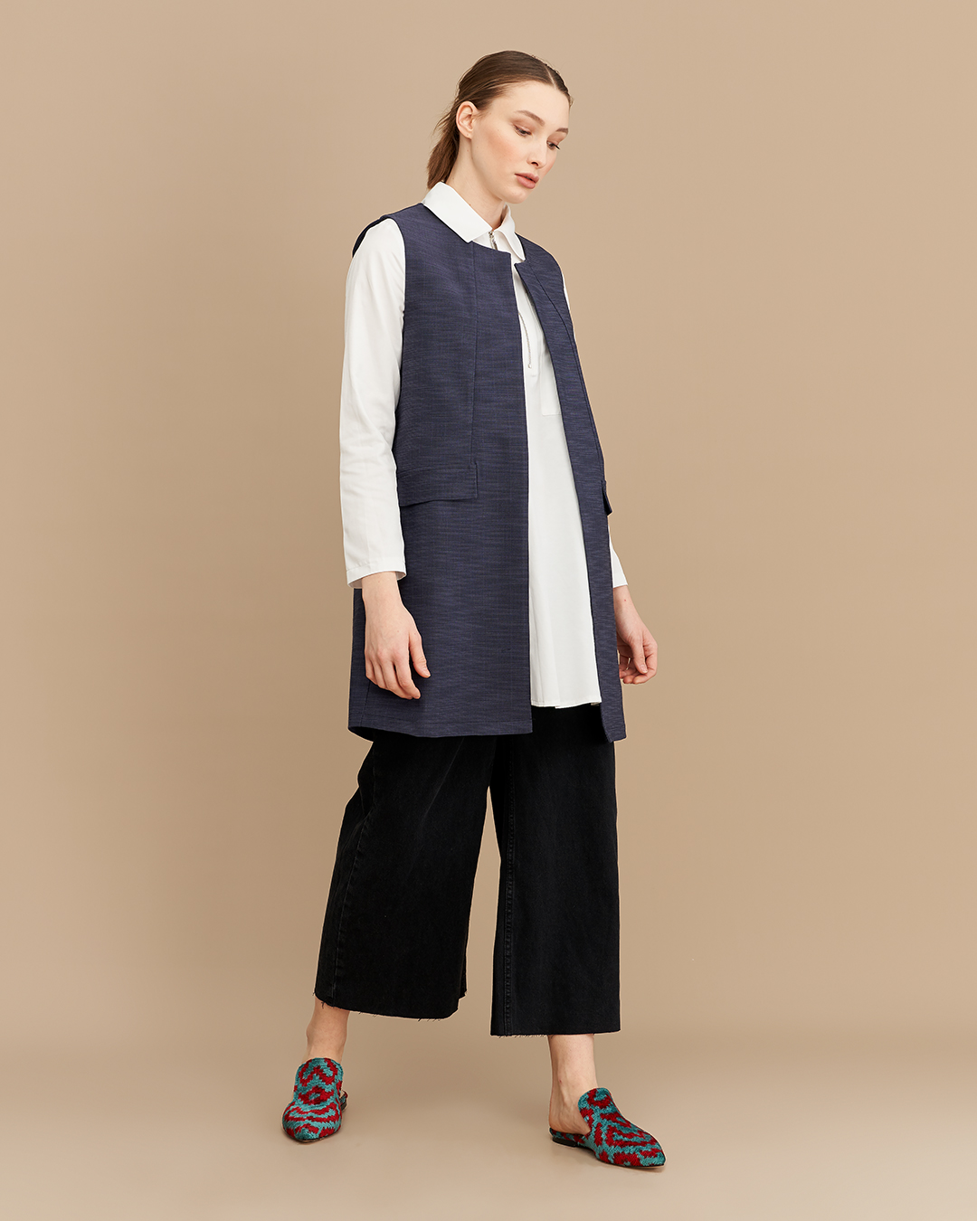 dark blue waistcoat