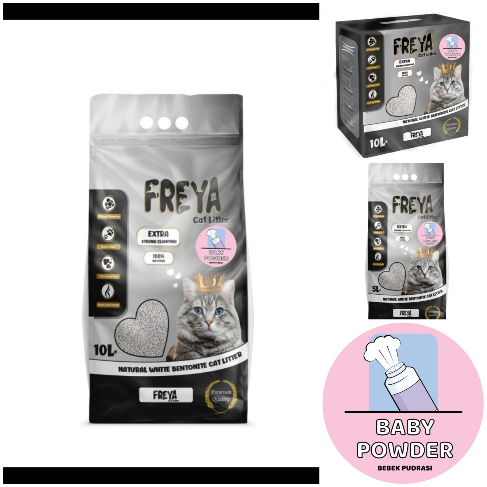 FREYA POLVO DE BEBÉ LITTER PARA GATOS 5 LT Y 10 LT