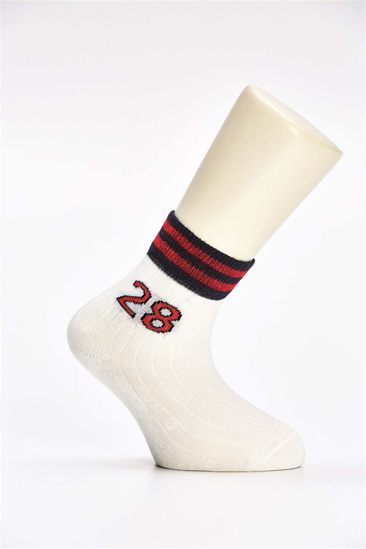 Number Printed Half Crew Socks in White for Boys