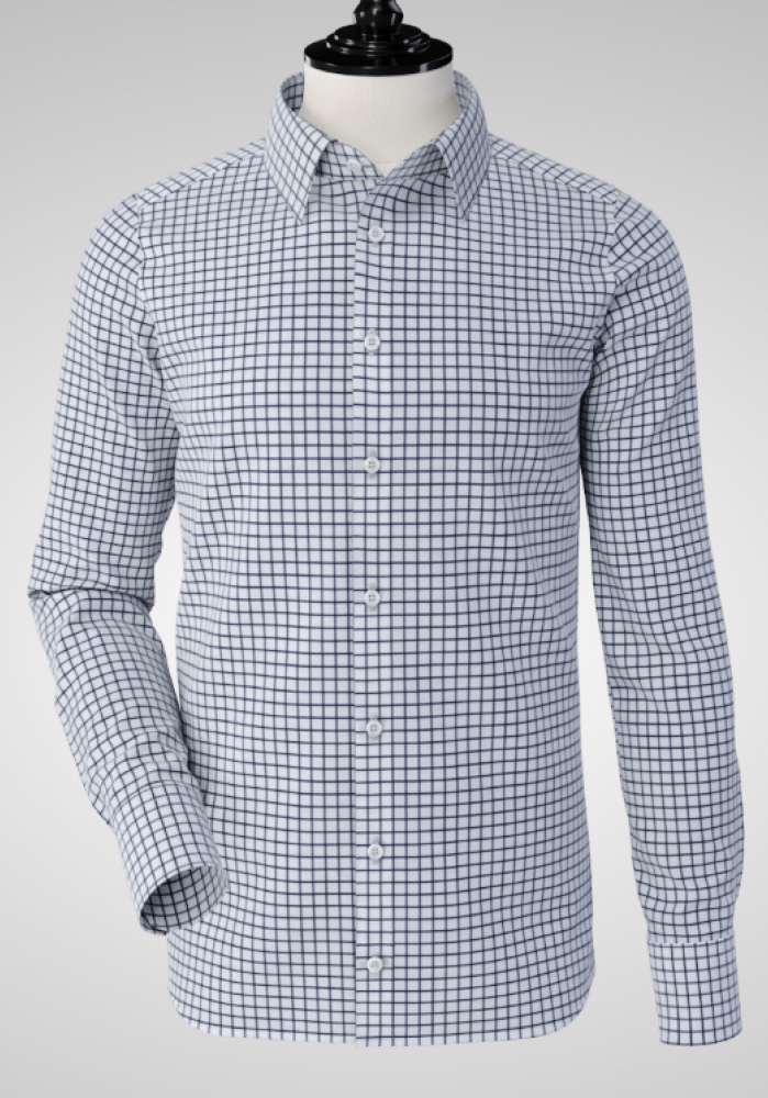 Men Shirt - Navy Checkered