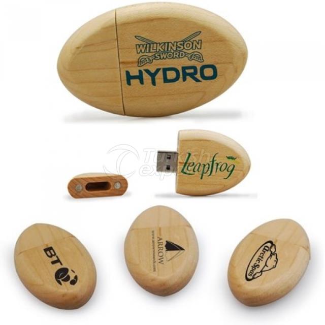 Wooden Body Ellipse Shaped Usb Memory