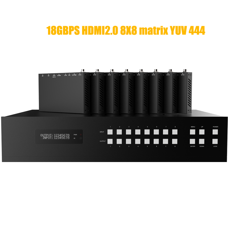 8x8 HDMI 2.0 18Gbps Matrix Switcher supports IR matrix and Audio matrix with ARC Function EDID RS232