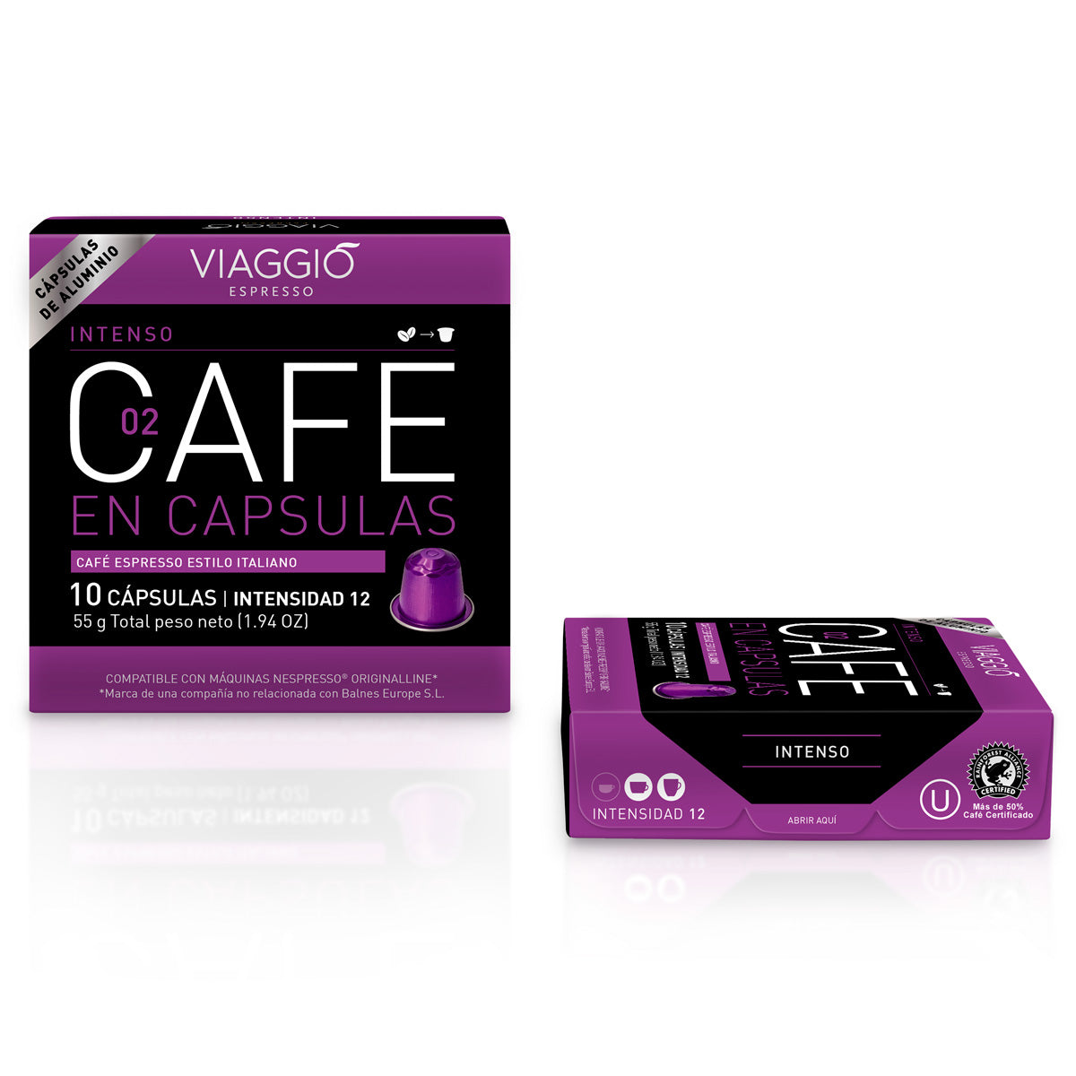 Viaggio Espresso Intenso Aluminium Capsules Compatible with Nespresso 