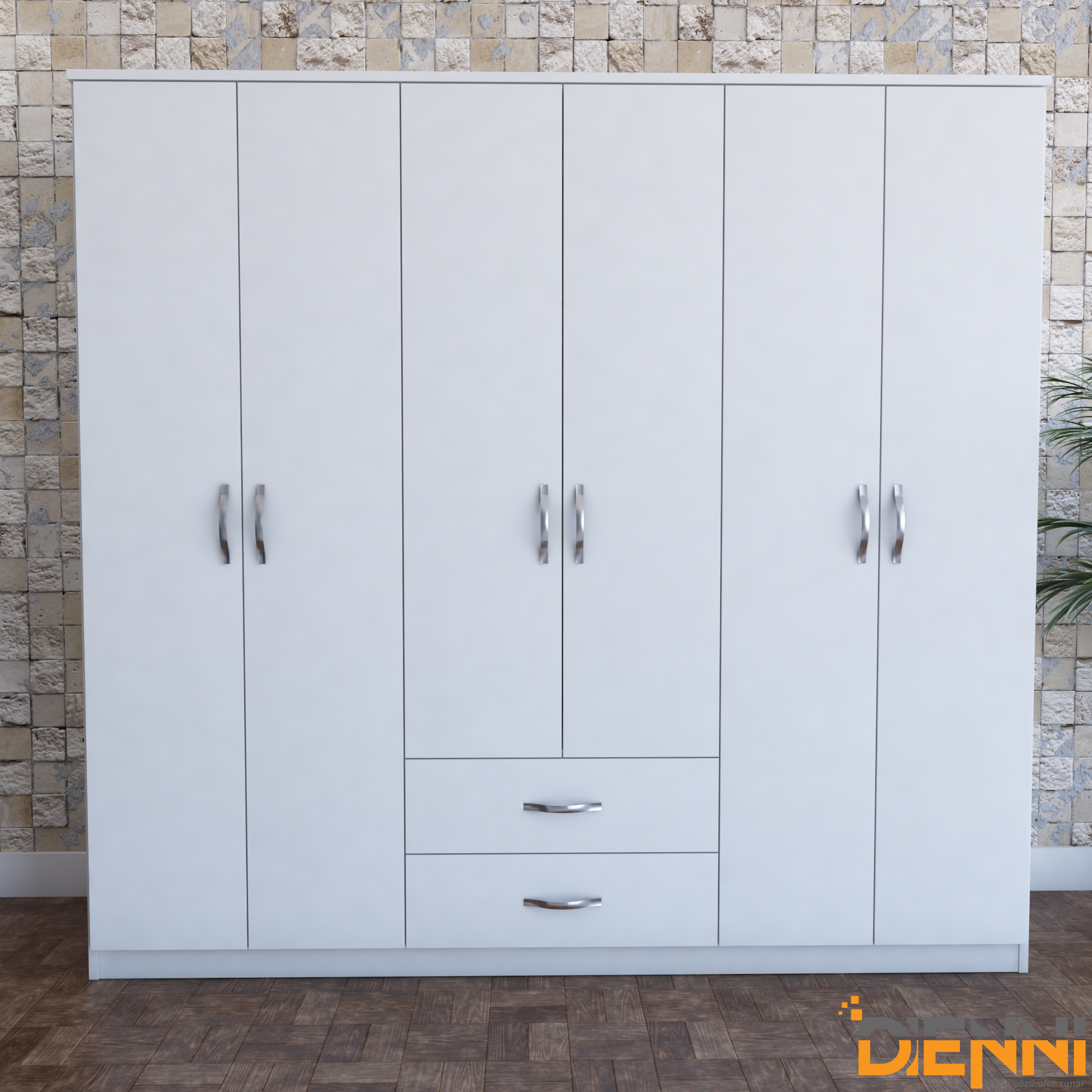 Dienni Adalar 6 Door 2 Drawer Wardrobe