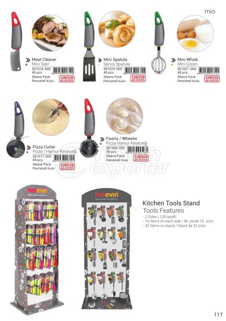 Pizza Cutter-Spatula-Cleaver-Kitchen Tool Stand