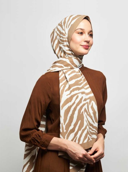 Pearl Series Mink Zebrasa Patterned Shawl