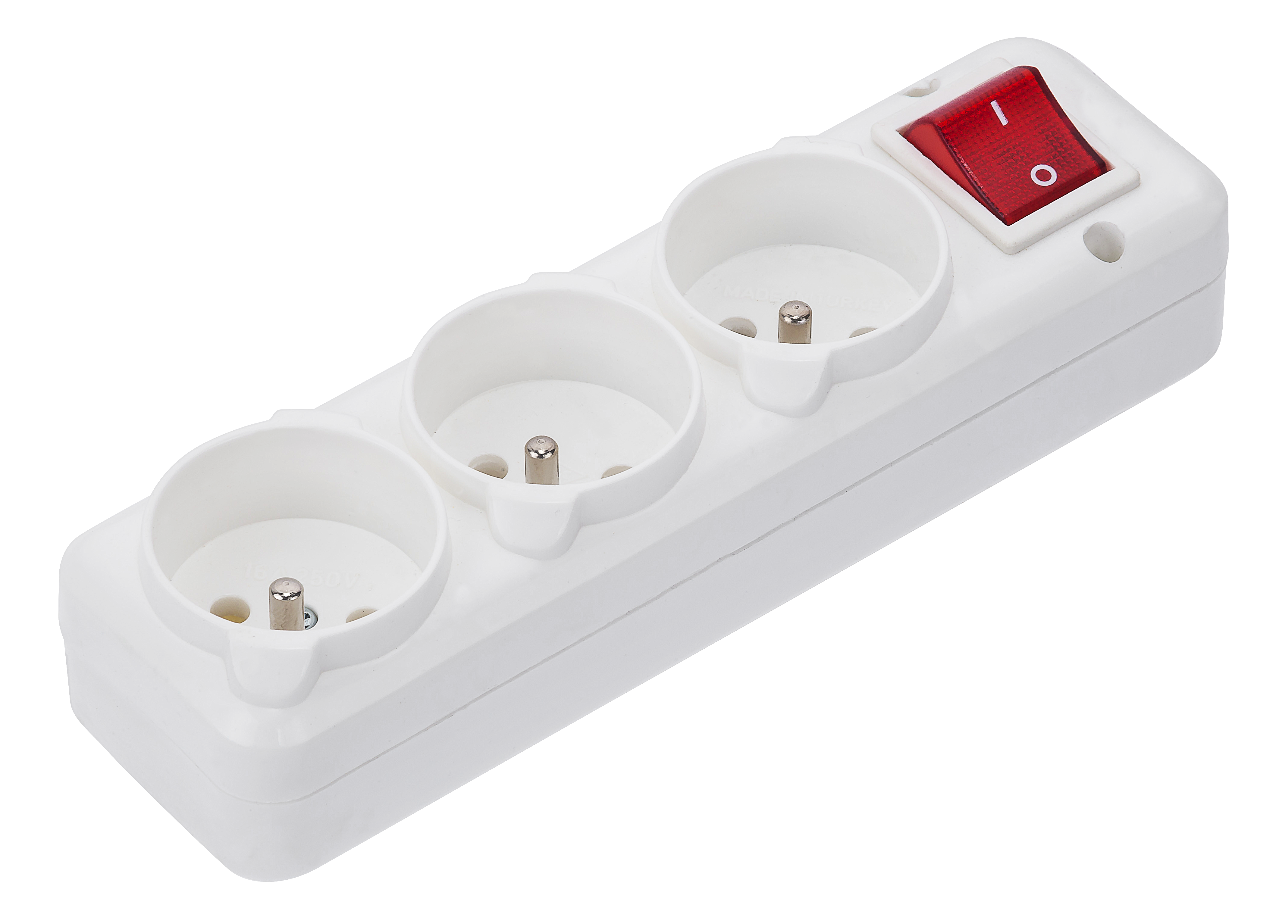 3 Gang Earthed Socket, With Switch 3014-KA