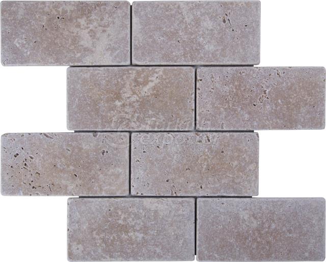 7,5x15 Noce Travertine Brick Mosaic