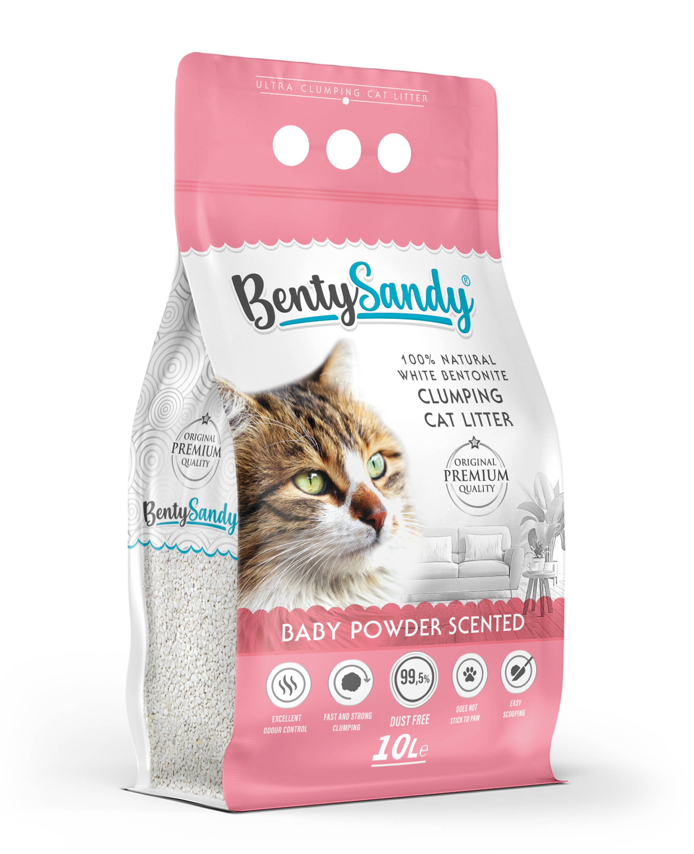 BentySandy Baby Powder Scented  White Bentonite Cat Litter