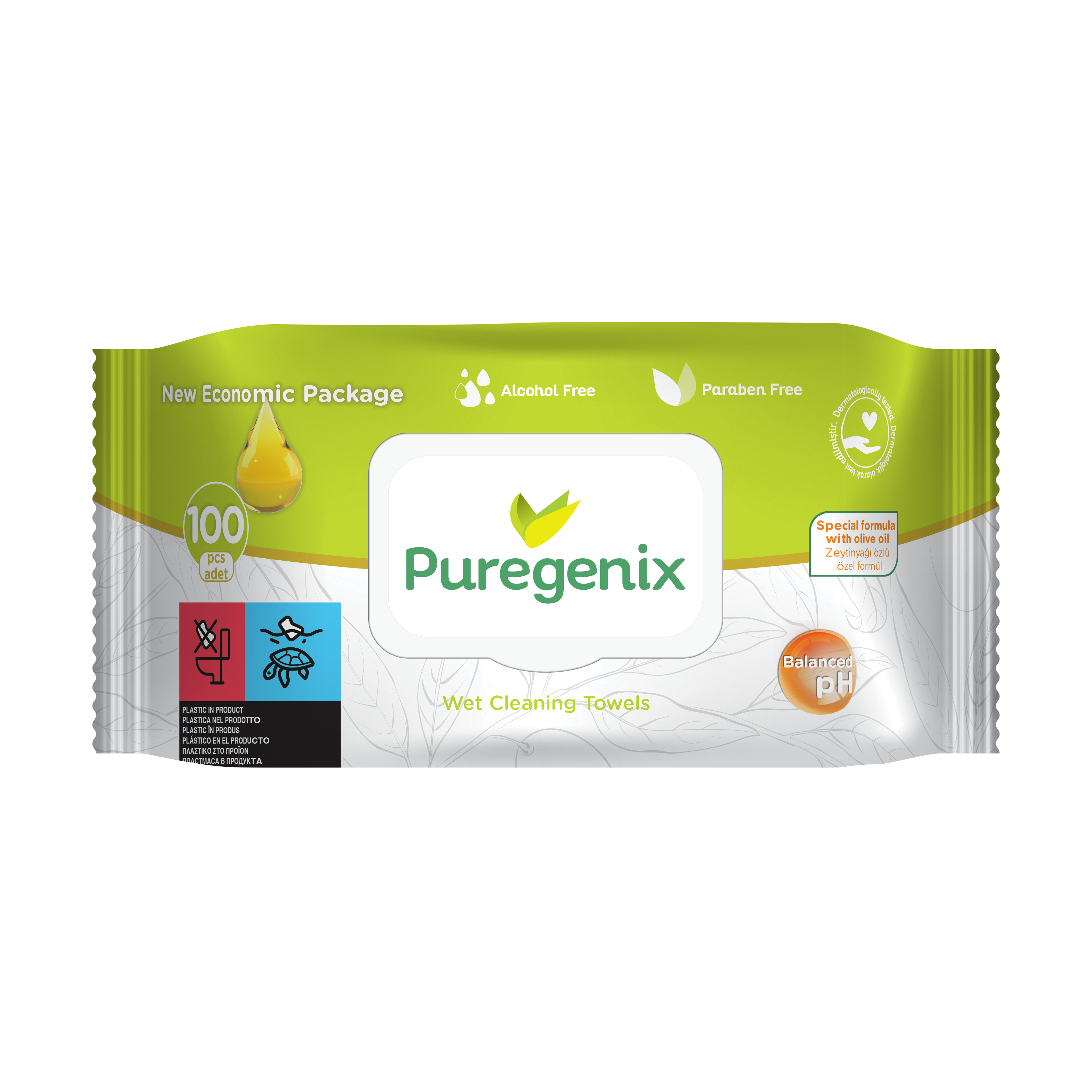 ВЛАЖНЫЕ САЛФЕТКИ PUREGENIX СЕРИЯ NATURAL