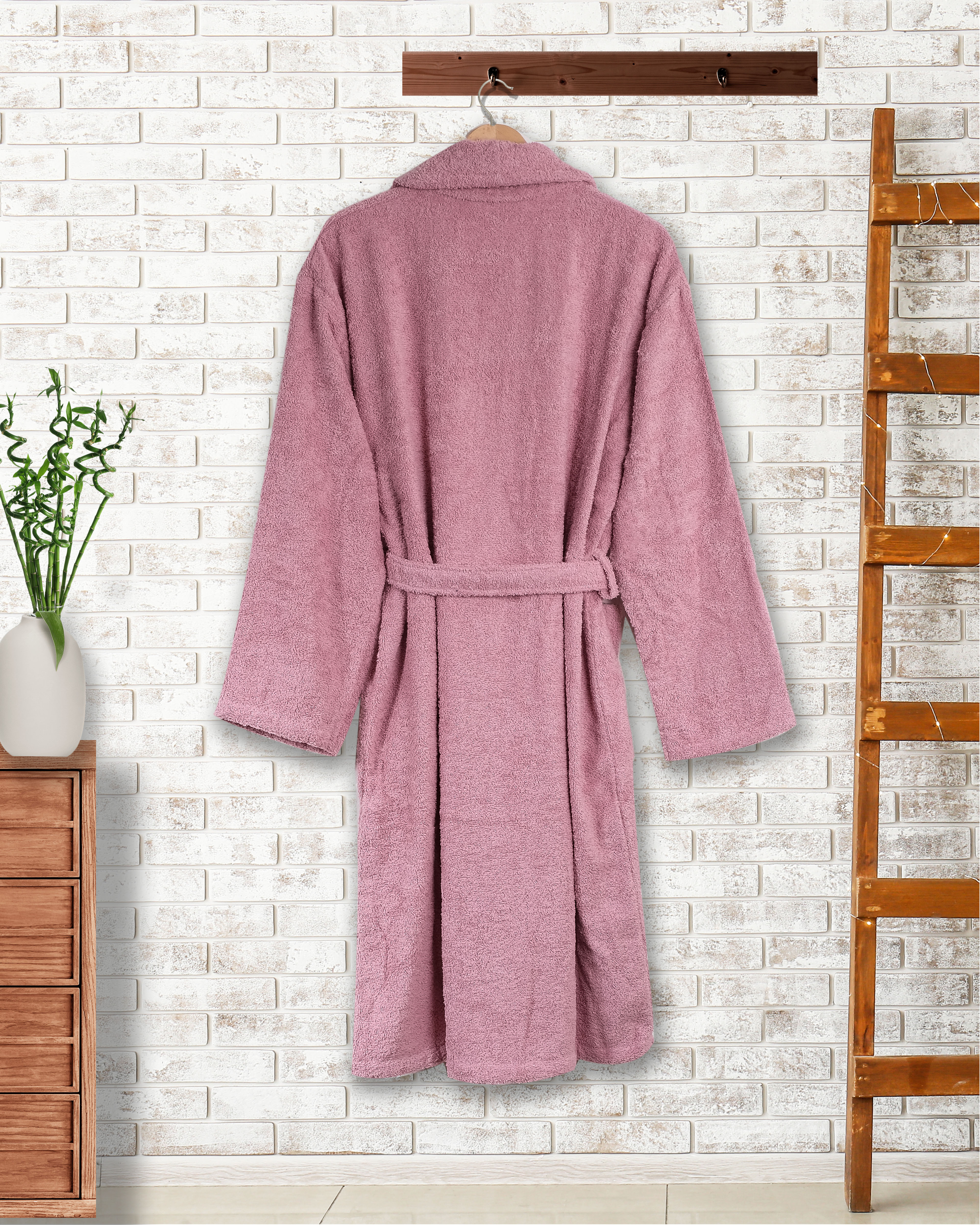 Metis Tekstil Cotton Premium Women's Bathrobe - Dried Rose