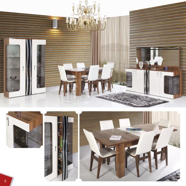 FIGURE DINING ROOM SET WALNUT