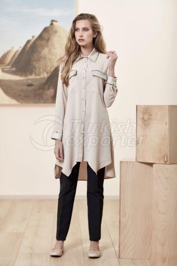 Sequin Boyfriend Shirt 3128 Beige