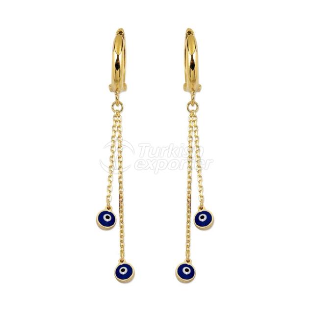 Evil Eye Beaded Gold Earrings