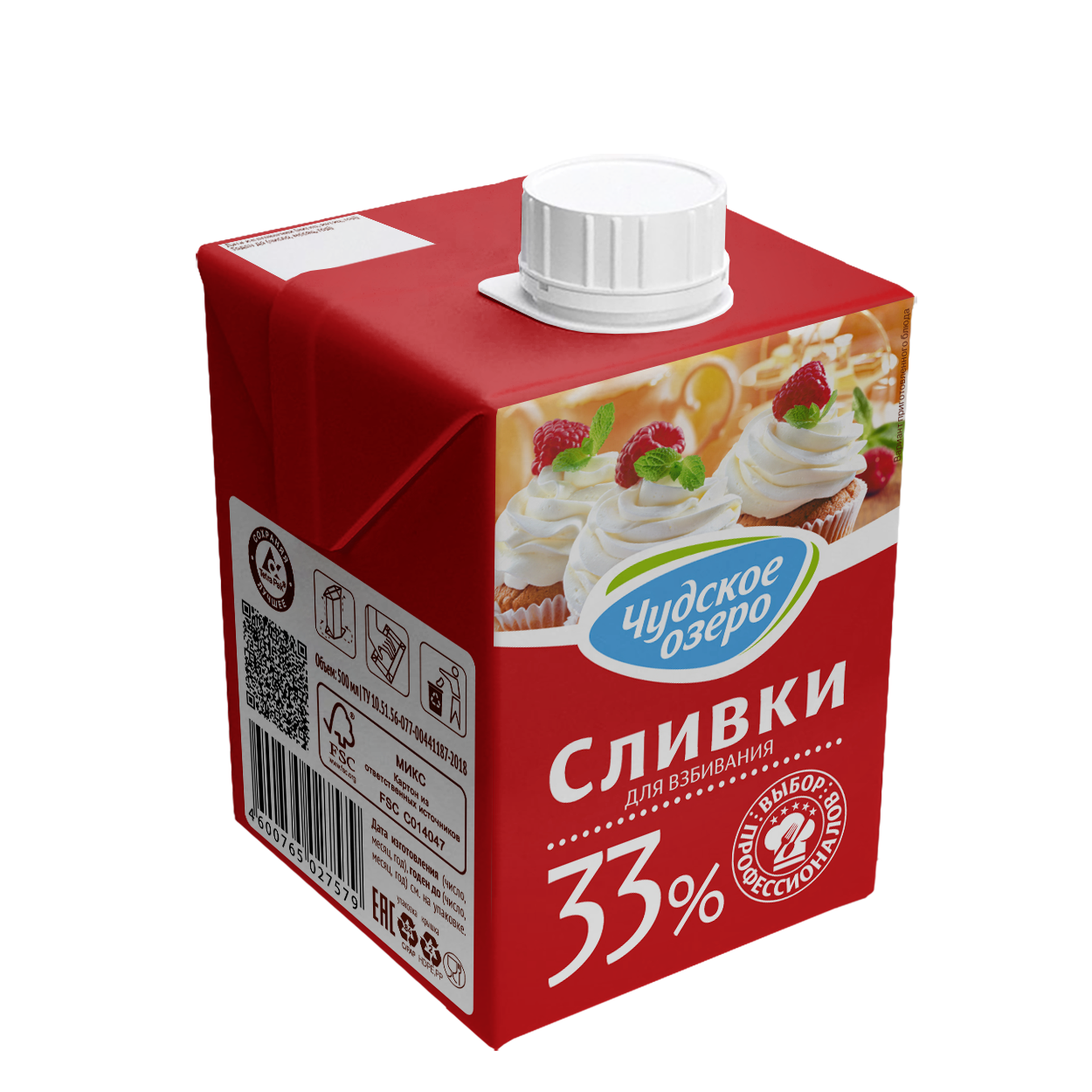 Ultrapasteurised (UHT) dairy cream 33% fat content 1 liter (tetra pak)