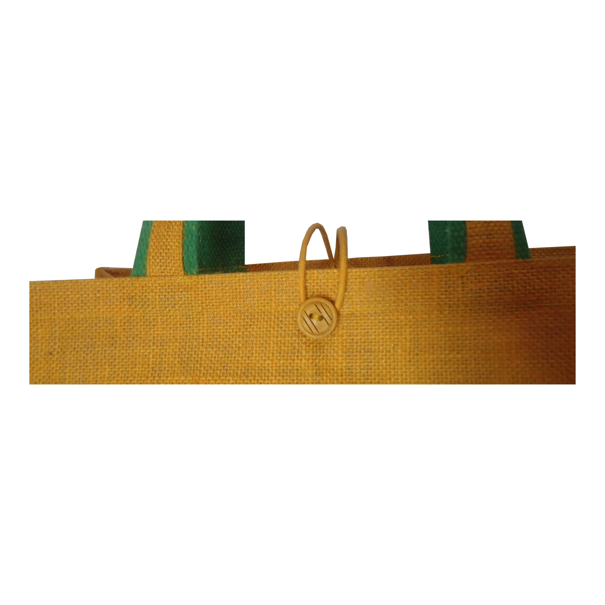 PP Laminated Jute Bag With Jute Trimmed Cotton Web Handle & With Button Closure