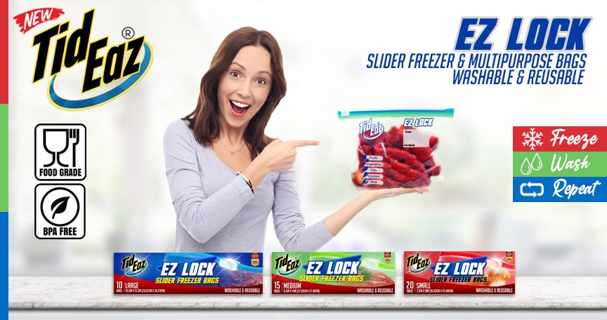 Tid Eaz EZ Lock Washable & Reusable Slider Freezer Bags