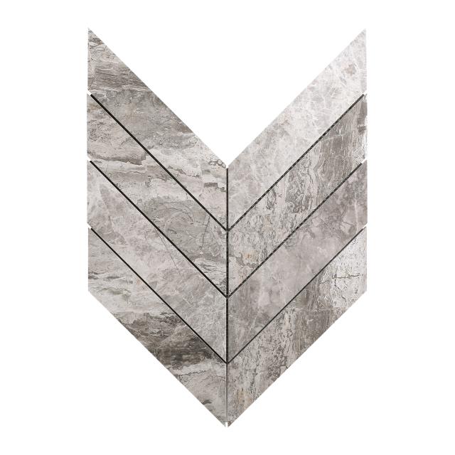 2'' x 8'' Chevron Atlantic Grey