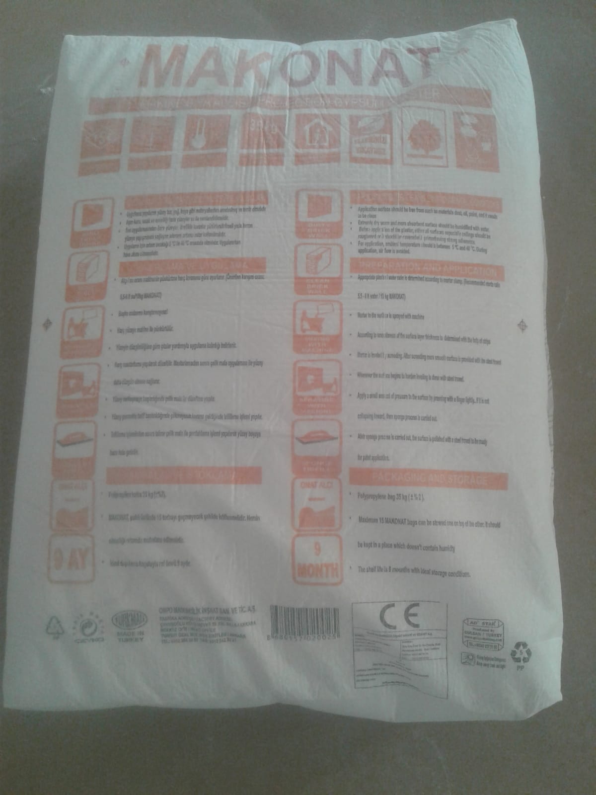 Onat Gyps MAKONAT Machine Applied Gypsum Plaster