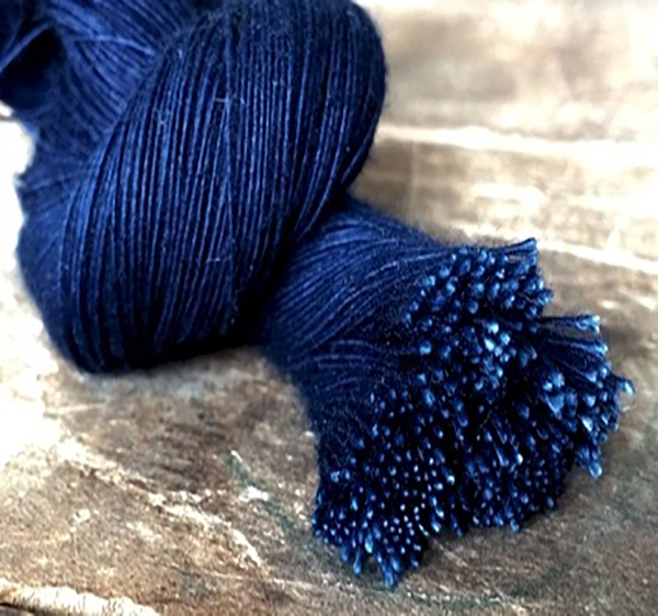 Indigo- Sulphur Painted Yarn