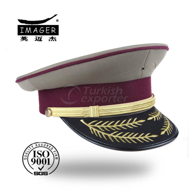 Military Officer Cap with Leaf Emb