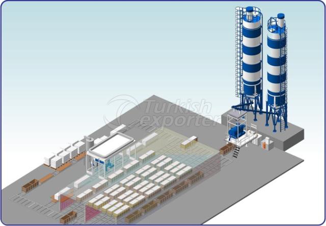 Line for polystyrene concrete brick