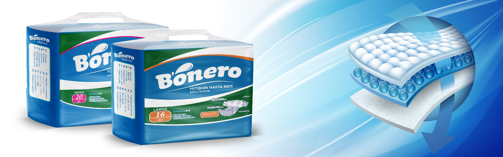 Bonero Adult Diapers Large 16 Pcs