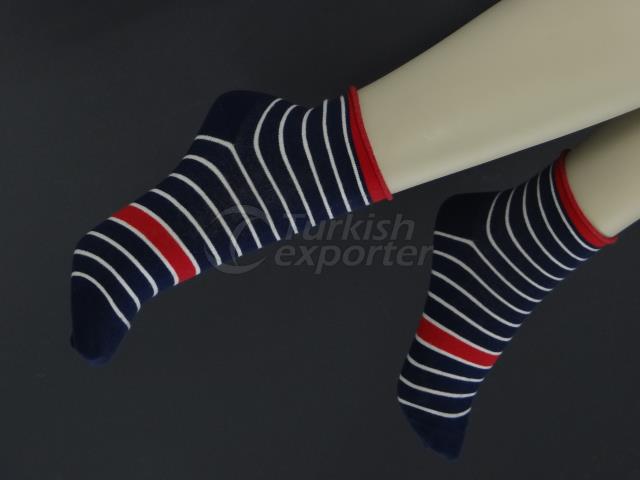 WOMEN's Ankle STRIPE  roll top Sock