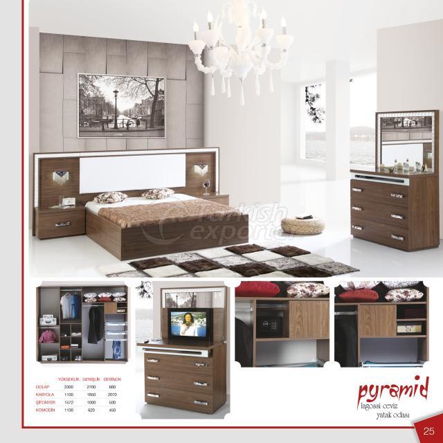PYRAMID BEDROOM SET WALNUT