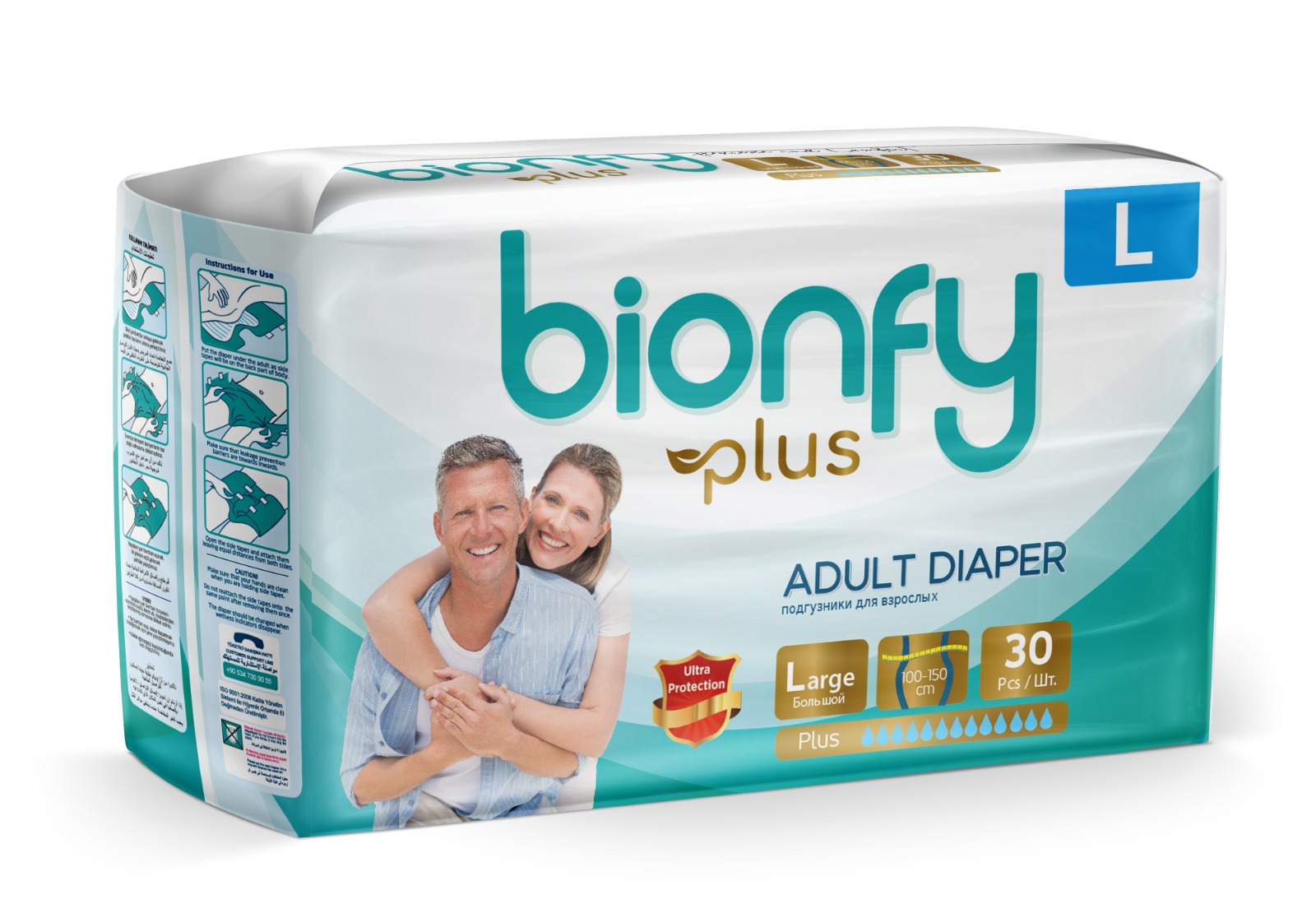 BIONFY ADULT DIAPER - 30 PCS - LARGE - FRONT