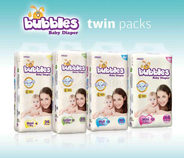 BUBBLES BABY DIAPERS *TWIN*