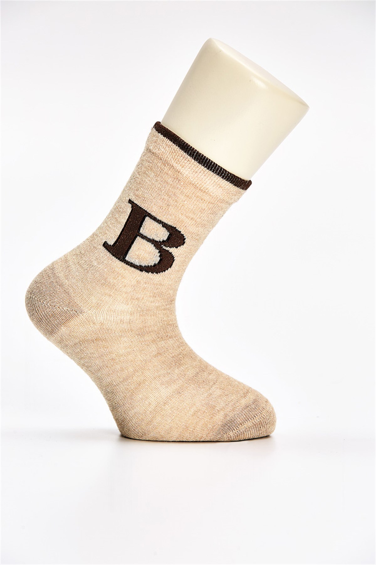 B Printed Half Crew Socks in Ecru for Boys