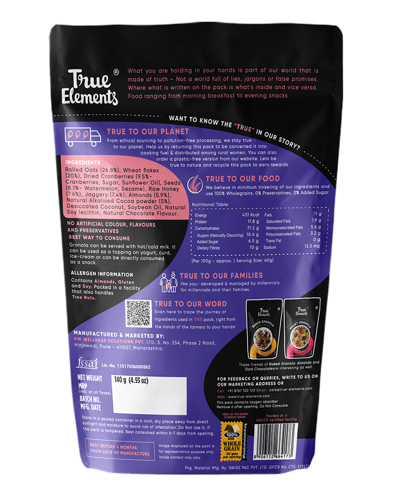 True Elements Dark Chocolate Granola 700gm