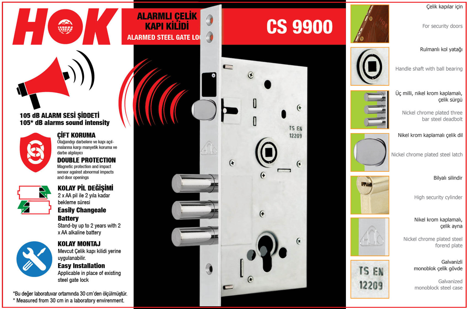 CS-9900 CERRADURA PUERTA ACERO CON ALARMA