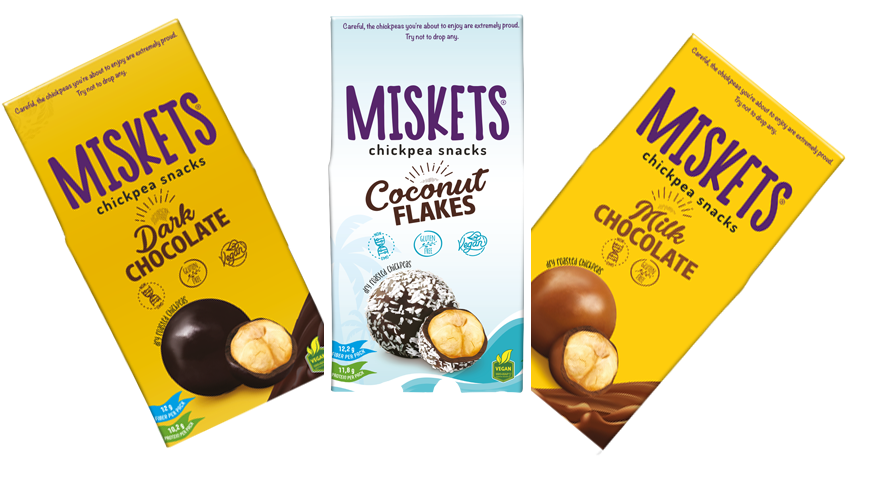 Miskets Chickpeas caoted chocolate